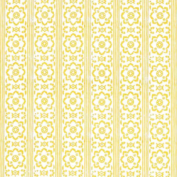 Sunda Hand Blocked Print, Yellow Wallcoverings | Schumacher