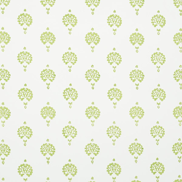 Dahlia Hand Blocked Print, White Wallcoverings | Schumacher