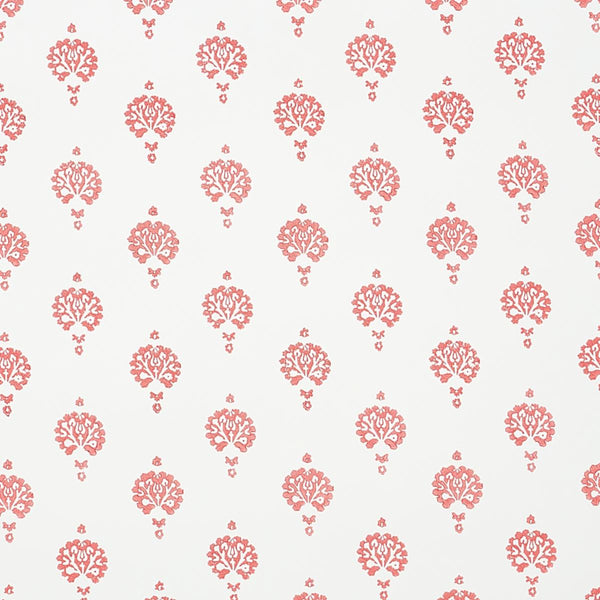 Dahlia Hand Blocked Print, Ivory Wallcoverings | Schumacher
