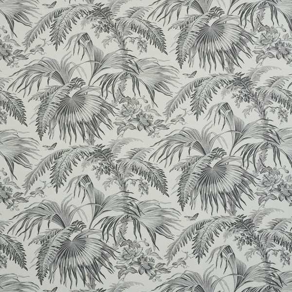 Toile Tropique, Black Wallcoverings | Schumacher