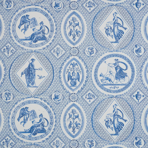 Les Scenes Contemporaines, Blue Wallcoverings | Schumacher