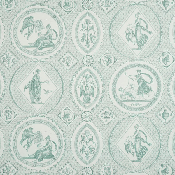 Les Scenes Contemporaines, Seafoam Green Wallcoverings | Schumacher