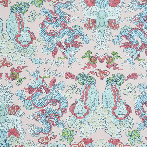 Magic Mountain Dragon, Blush Wallcoverings | Schumacher