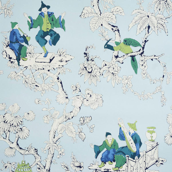 Chinoiserie Moderne, Blue Wallcoverings | Schumacher