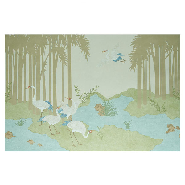 Yashinoki Crane Panel Set, Willow Wallcoverings | Schumacher