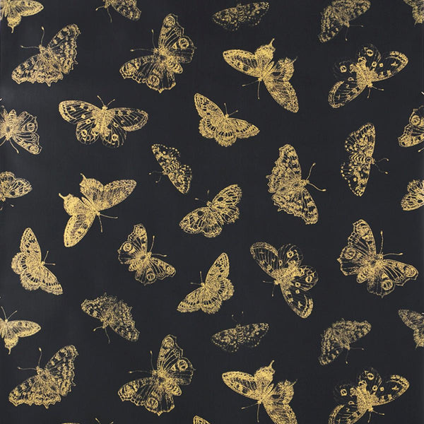 Burnell Butterfly, Black Wallcoverings | Schumacher