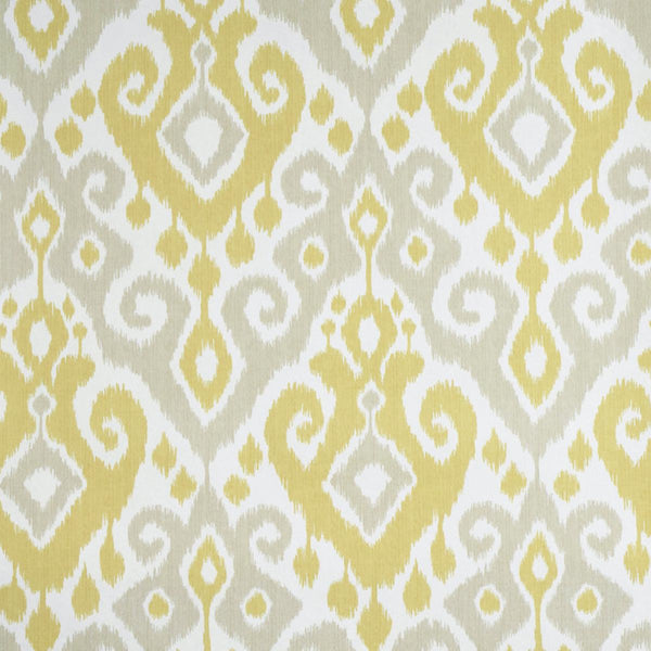 Dedra Damask, Yellow & Stone Wallcoverings | Schumacher