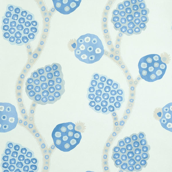 Annabel Warp Print, Blue Wallcoverings | Schumacher