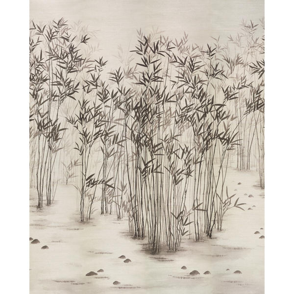 Kanji Sisal Panel Set, Ink Wallcoverings | Schumacher