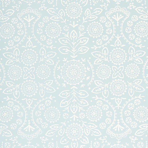 Tiana, Light Blue Wallcoverings | Schumacher