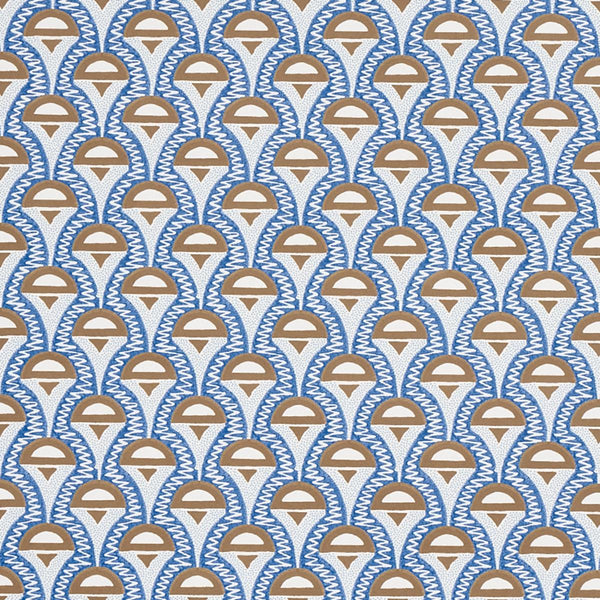 Abelino, Blue & Brown Wallcoverings | Schumacher