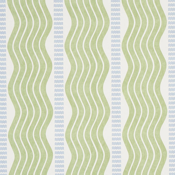 Sina Stripe, Green Wallcoverings | Schumacher