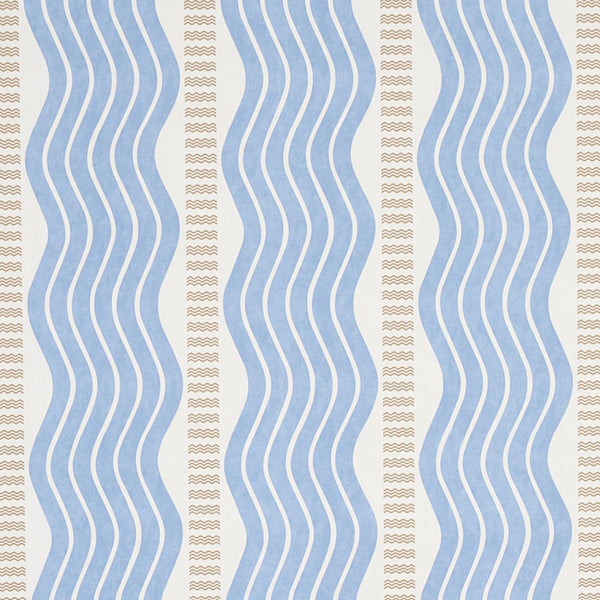 Sina Stripe, Blue Wallcoverings | Schumacher