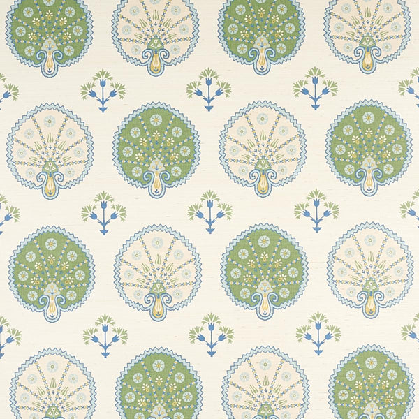 Chamba Crown Sisal, Green Wallcoverings | Schumacher
