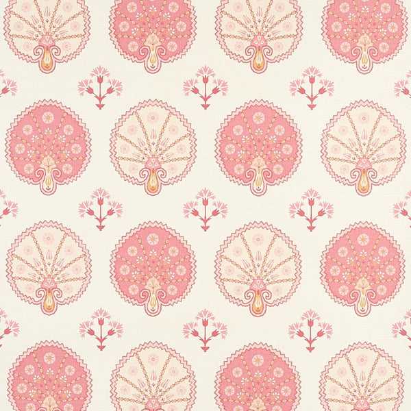 Chamba Crown Sisal, Pink Wallcoverings | Schumacher