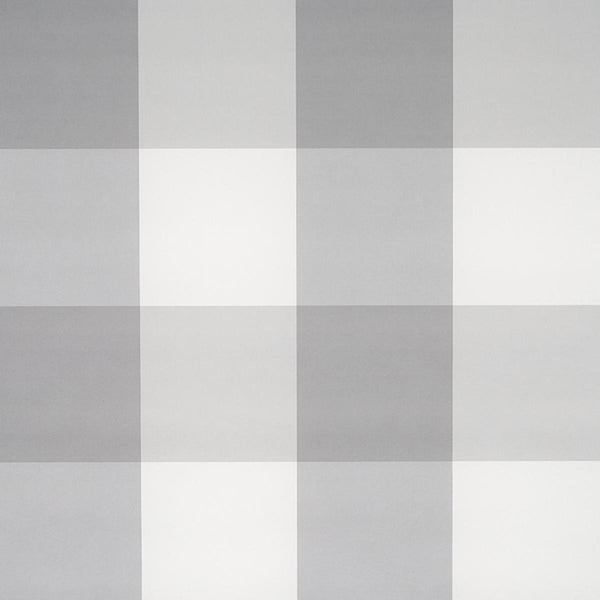 Willa Check Large, Grey Wallcoverings | Schumacher