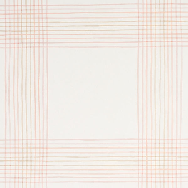 Minerva Plaid, Pink Wallcoverings | Schumacher