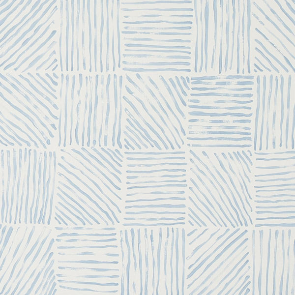 Katama, Blue on Ivory Wallcoverings | Schumacher
