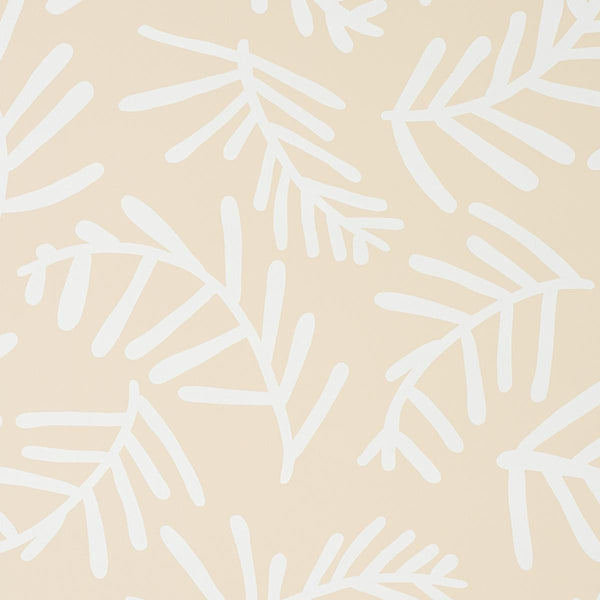 Tiah Cove, Ivory on Natural Wallcoverings | Schumacher