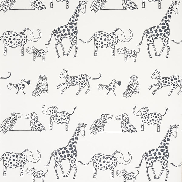 Jungle Jubilee, Charcoal Wallcoverings | Schumacher