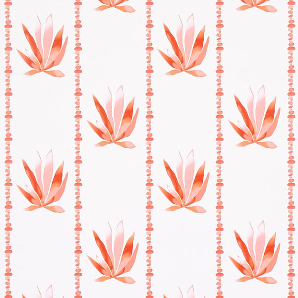 Agave Stripe, Grapefruit Wallcoverings | Schumacher