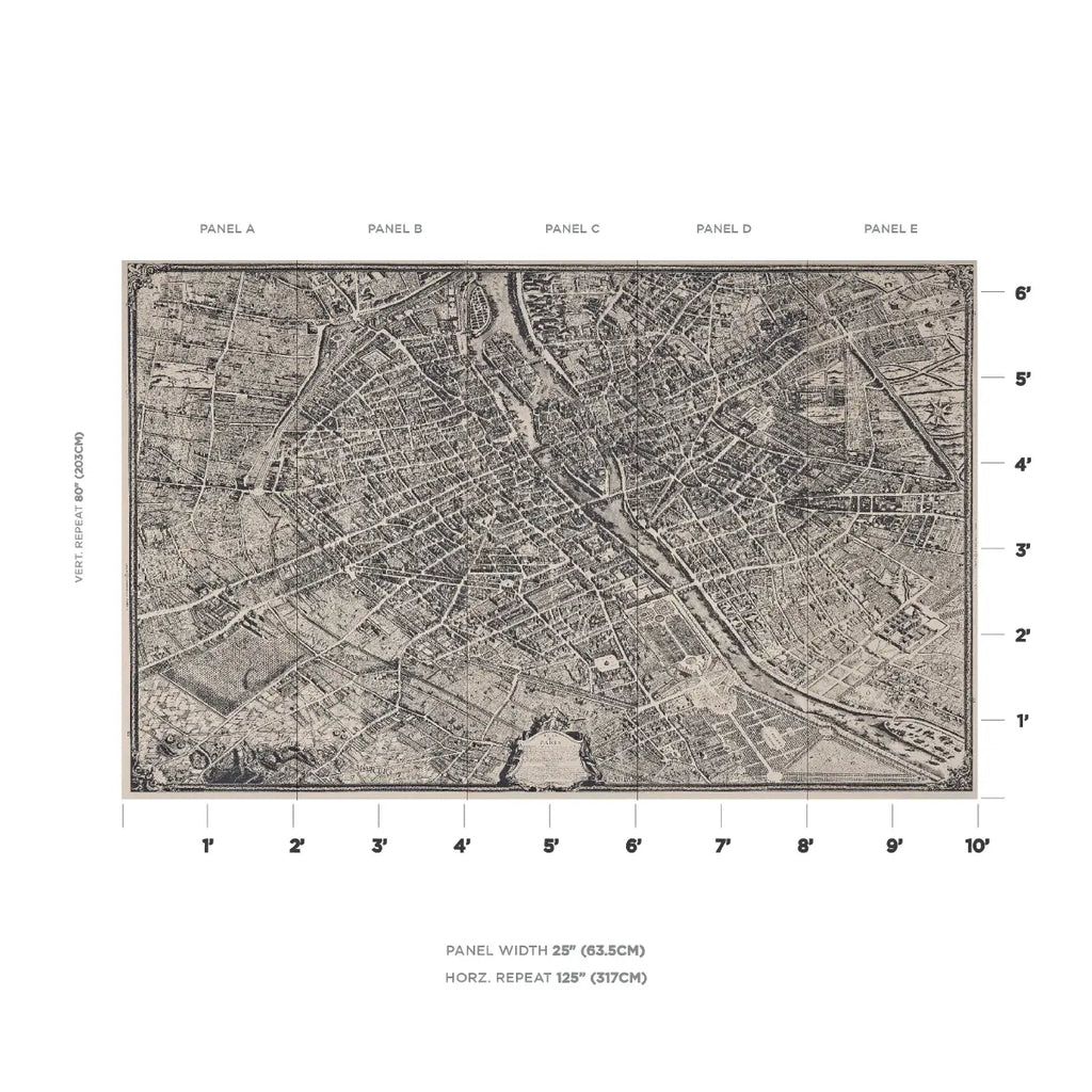 La Cite Panel Set - Ebony On Cream Wallpapers