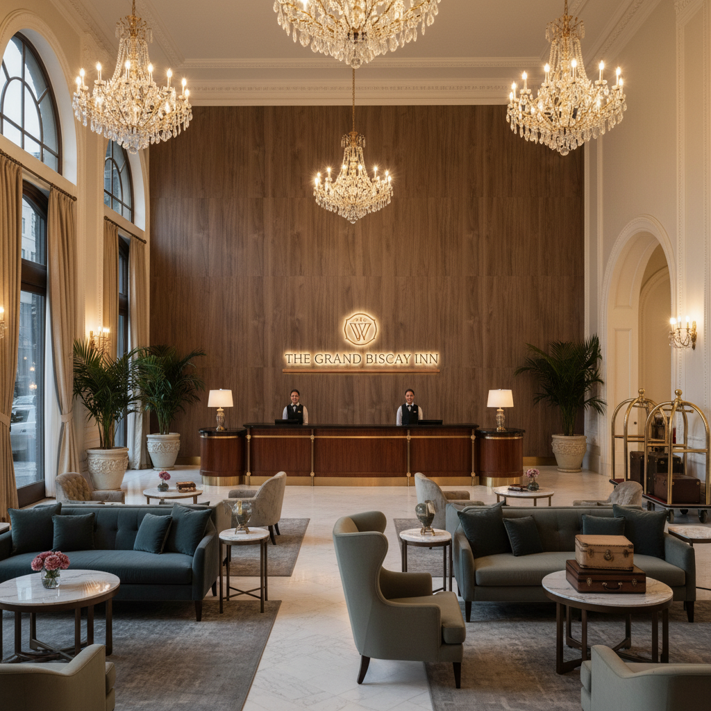 Biscay Bay Black Wood Grain | Hollywood Wallcoverings - Hotel Lobby commercial room setting