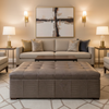 Embossed Reptile Scale Mushroom Taupe Upholstered Ottoman | Architectural Fabrics