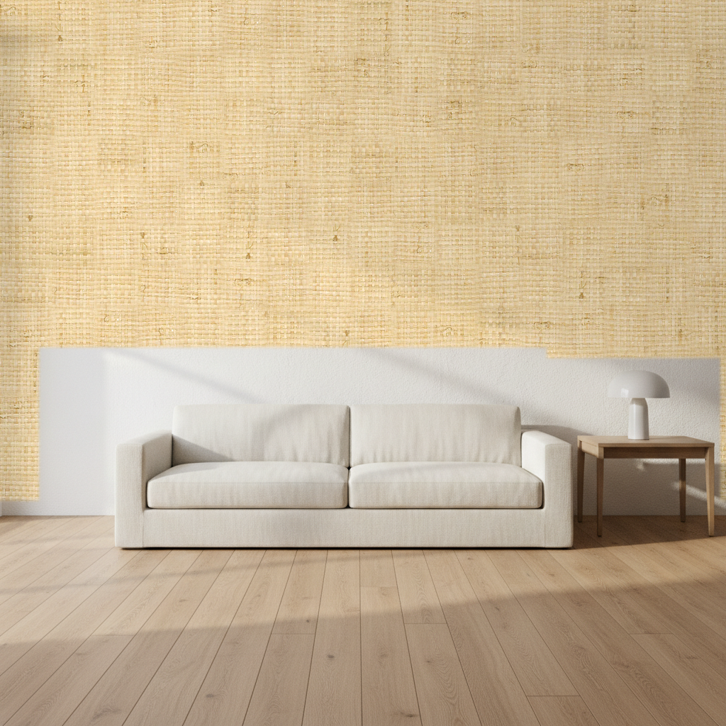 Montauk Paperweave Tan Wallcovering | Phillipe Romano room setting