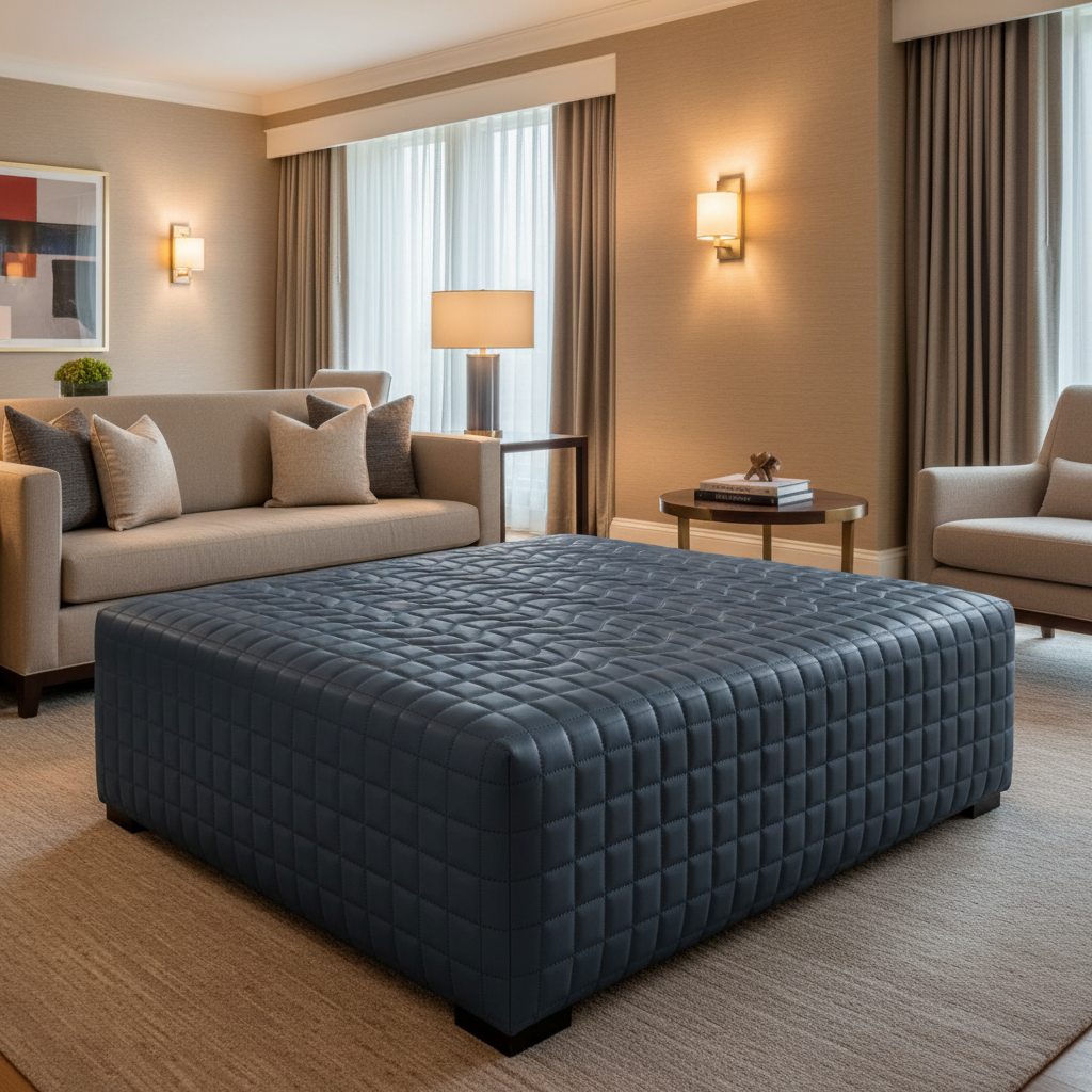 Waterfall Bay - Sapphire Upholstered Ottoman | Architectural Fabrics