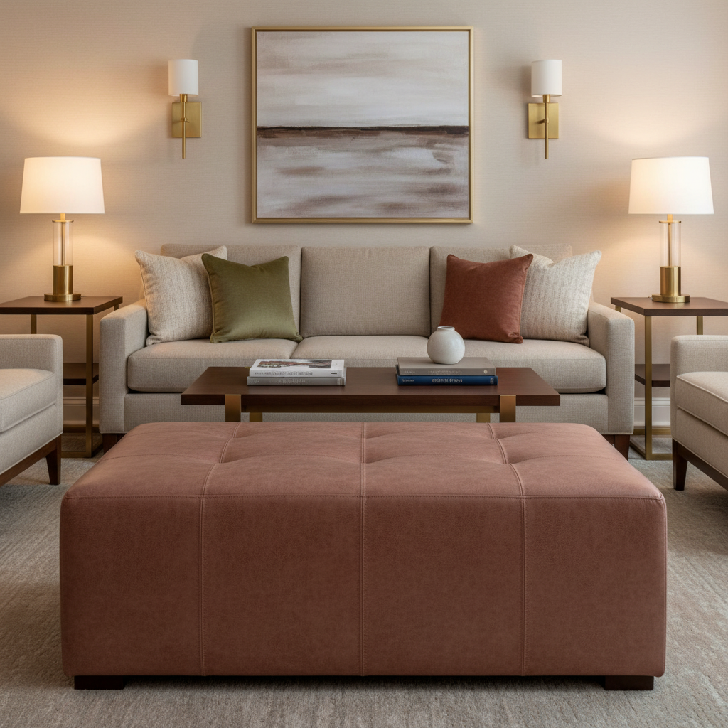 Punch Bowl - Madder Upholstered Ottoman | Architectural Fabrics