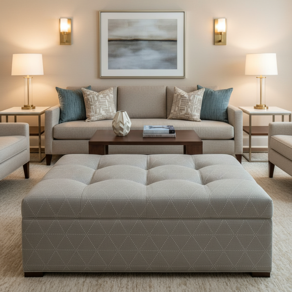 St. Barthelemy - Gull Upholstered Ottoman | Architectural Fabrics