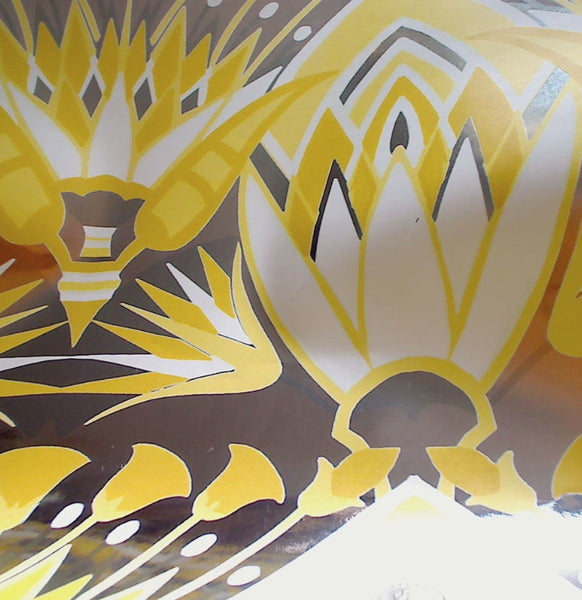 Tulips On Silver Mylar - Closeup Wallcovering | DW Bespoke Studios