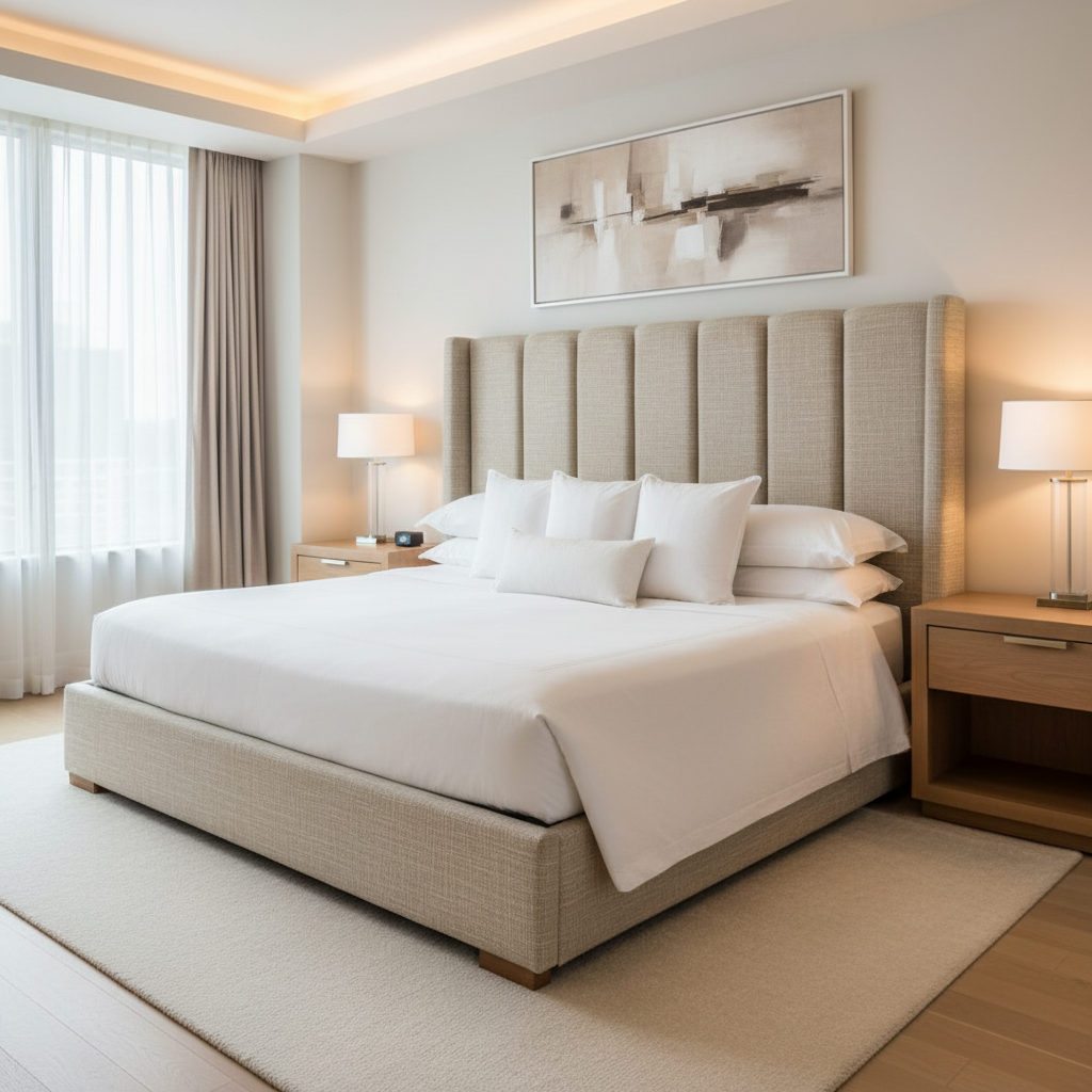Tweed Bay - Almond Upholstered Headboard | Architectural Fabrics