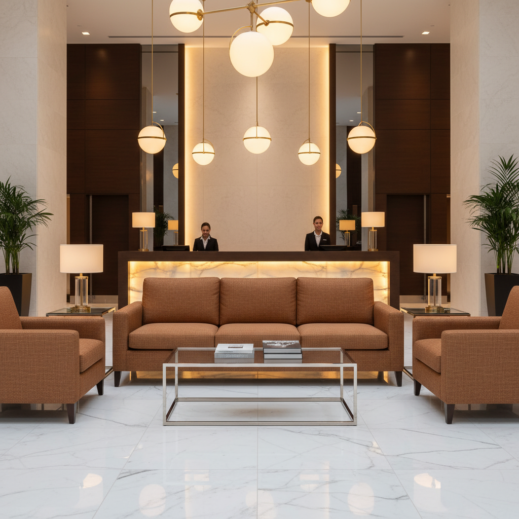 Subtle Woven Texture Russet Brown Upholstered Sofa | Architectural Fabrics
