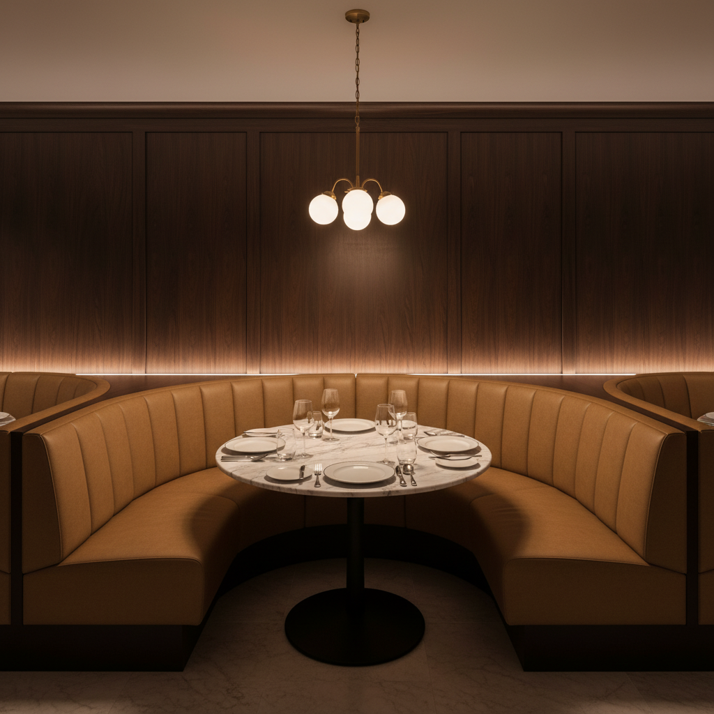 Algiers - Tawny Hide Performance Vinyl Upholstered Banquette | Architectural Fabrics