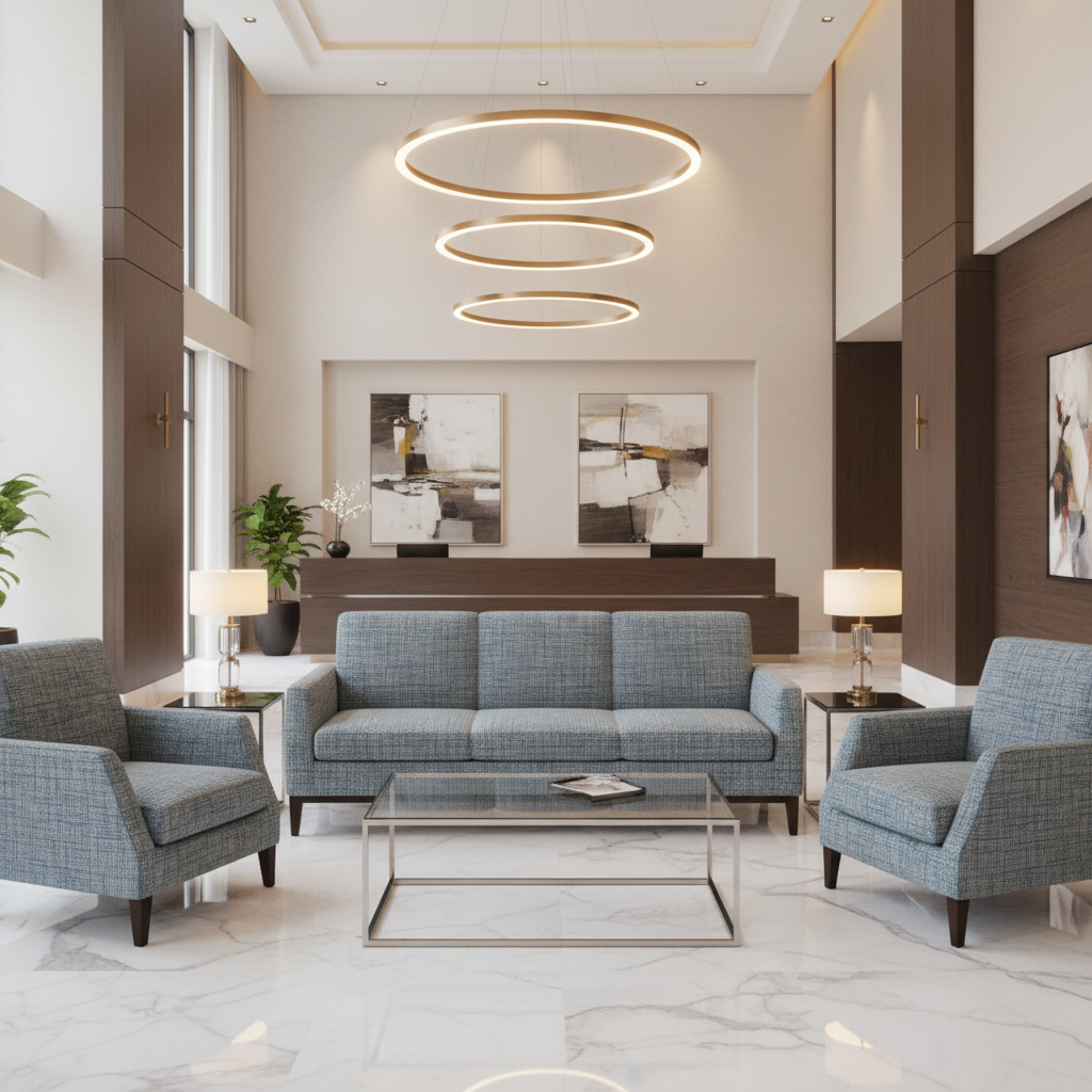 Woven Linear Texture Azure Mist Upholstered Sofa | Architectural Fabrics