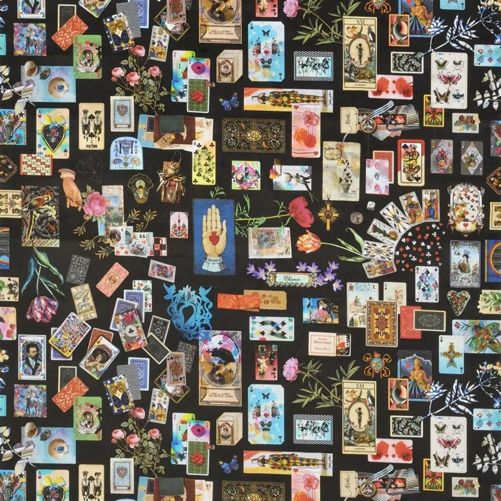 Maison de jeu Playing Card Novelty 01 Black Wallpaper | Christian Lacroix Europe