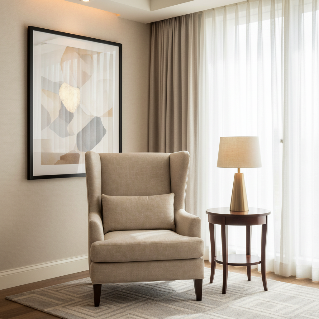 Brushed Linen Weave Oyster Beige Upholstered Chair | Architectural Fabrics