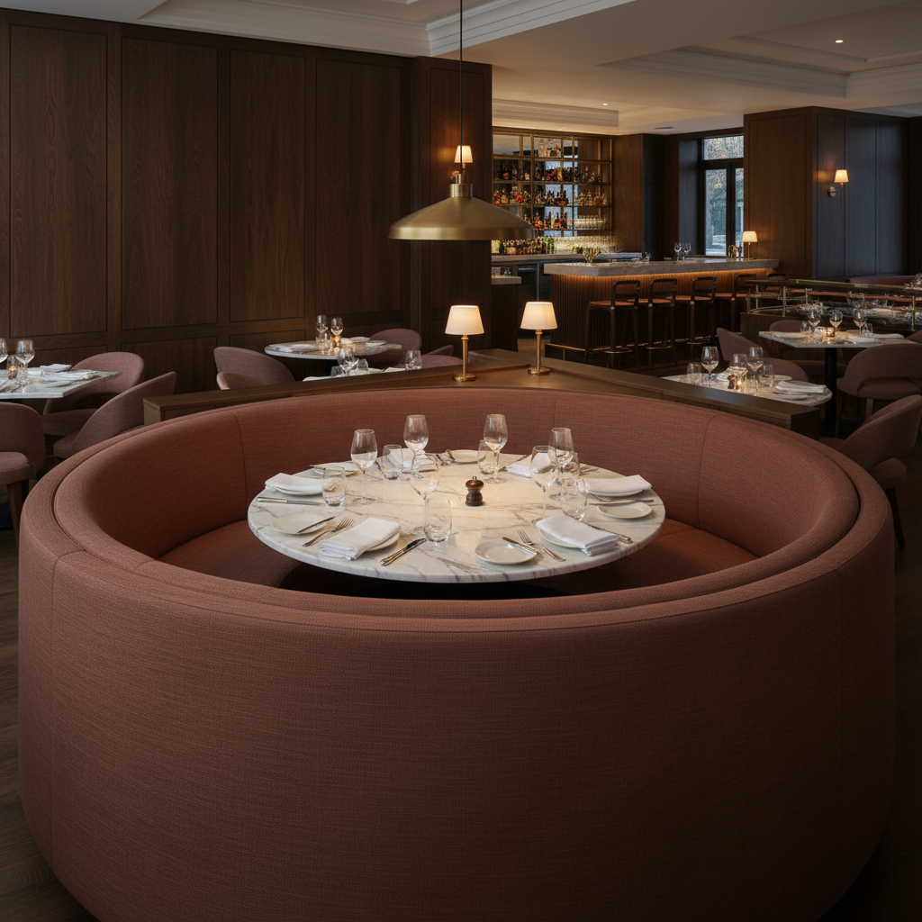 Linen Island - Lava Upholstered Banquette | Architectural Fabrics