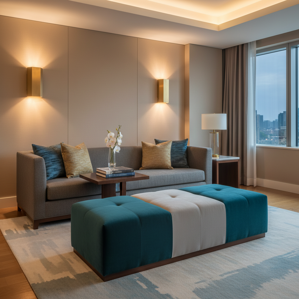 Rocky Mount Caribbean Upholstered Ottoman | Architectural Fabrics