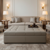 Smooth Pebble Grain Soft Taupe Upholstered Ottoman | Architectural Fabrics