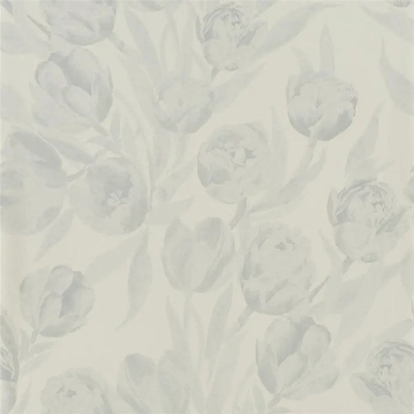Fontainebleau Tulip Floral Silver Wallpaper | Designers Guild Europe
