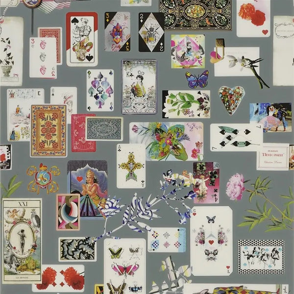 Maison de jeu Playing Card Novelty  Grey Wallpaper | Christian Lacroix Europe