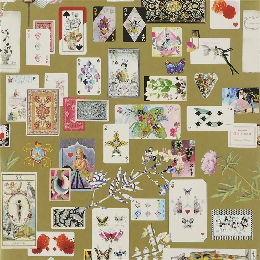 Maison de jeu Playing Card Novelty  Gold Wallpaper | Christian Lacroix Europe