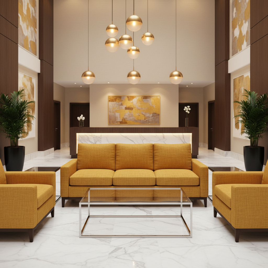 Woven Linen Weave Goldenrod Yellow Upholstered Sofa | Architectural Fabrics
