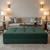 Smooth Solid Color Deep Forest Upholstered Ottoman | Architectural Fabrics