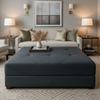 Smooth Matte Texture Deep Charcoal Upholstered Ottoman | Architectural Fabrics