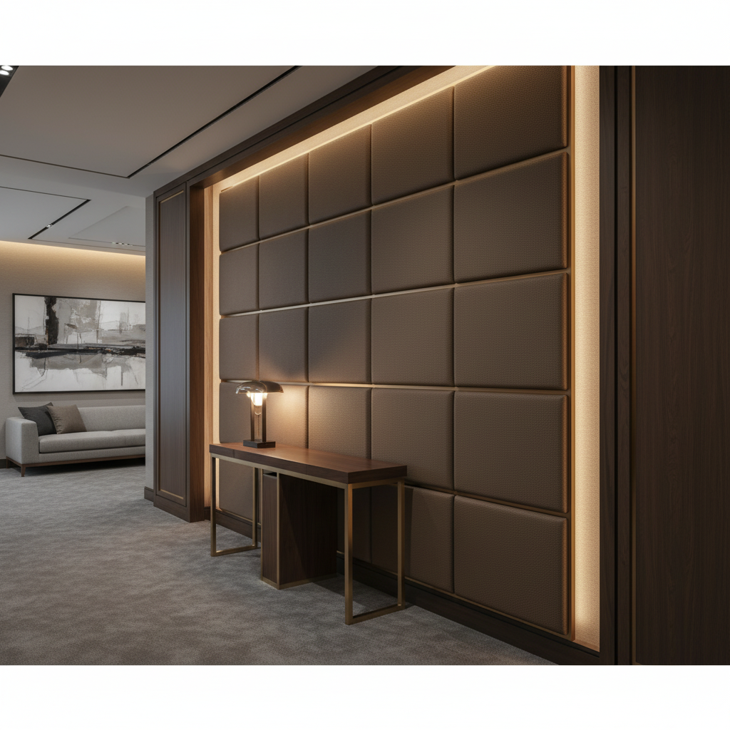 Algiers - Cocoa Bean Performance Vinyl Upholstered Wall Panel | Architectural Fabrics