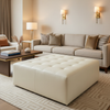 Algiers - Ivory Parchment Performance Vinyl Upholstered Ottoman | Architectural Fabrics